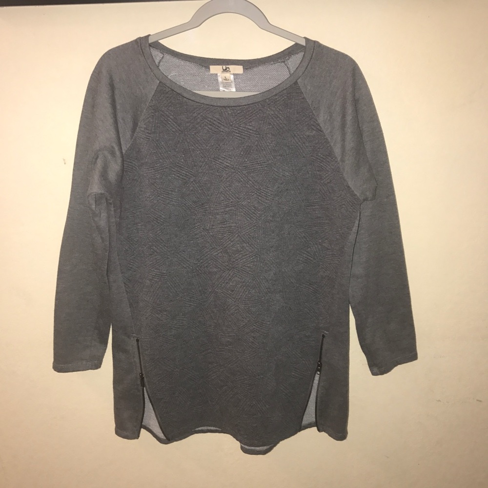 Ya Los Angeles | Grey Textured Zipper Sweater
